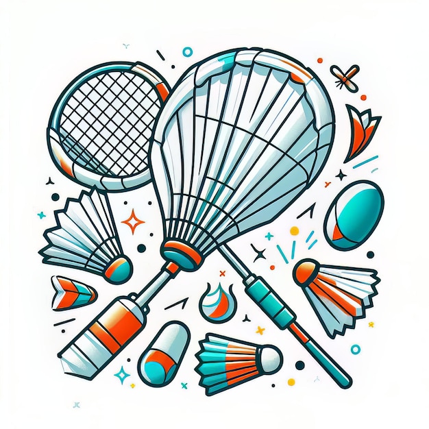 Photo clipart badminton element vector art