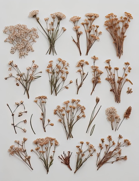 Clipart set of cute dried bouquets isolated on white background Herbarium wildflowers cute