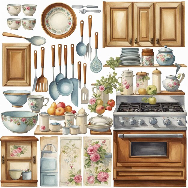 Photo clipart sets of kitchen elements