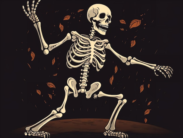 Clipart of a Spooky Skeleton Dancing