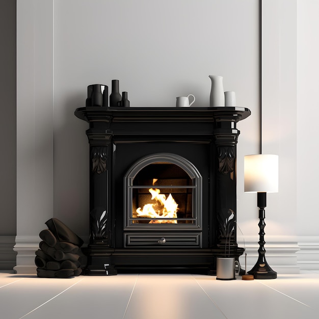 clipart on a white background of the colorful fireplace 3d octane render digital illustratio