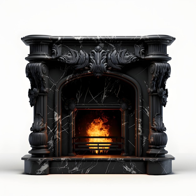 clipart on a white background of the colorful fireplace 3d octane render digital illustratio