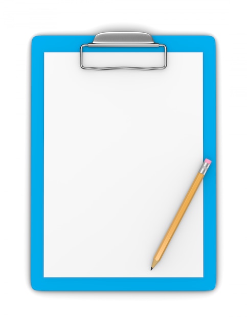 Clipboard with Blank Paper and Pencil