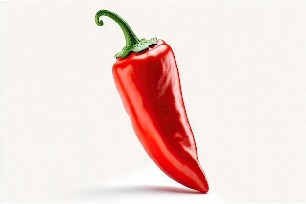 Clipping path isolates a single red chili pepper on a white background