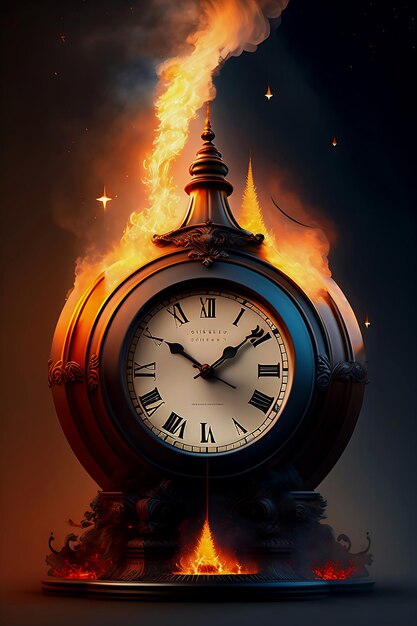 Clock On Fire Time039s Burning End In Fiery Clock Image