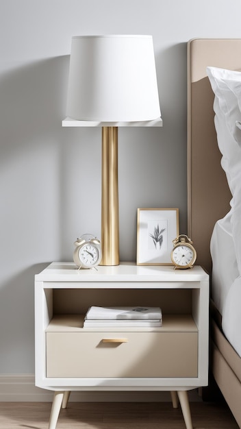 a clock on a mantle with a potted plant on it