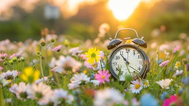 clock in the morning selective focus nature