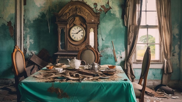 A clock in a room with a clock on the wall that says'the time is 10 : 30 '