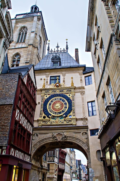 Clock in the Rue du Gros-Horloge, Rouen, Haute-Normandy, France