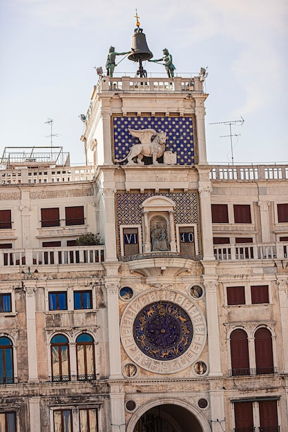 Clock tower detail in Venice, in Italy an example of Renaissance architecture