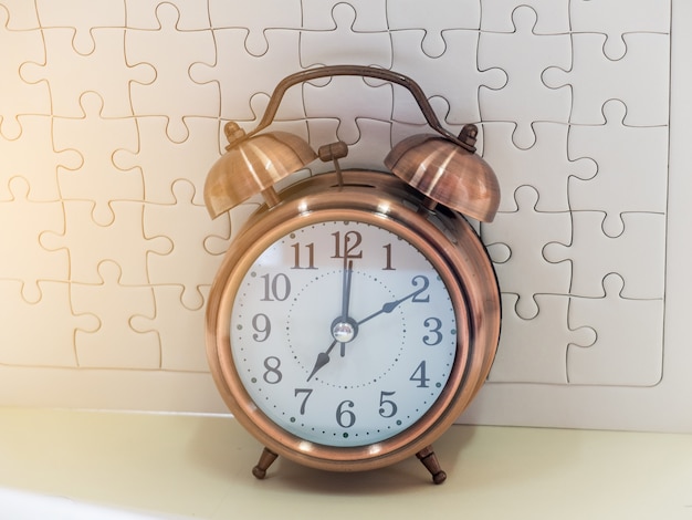 Clock on a white table