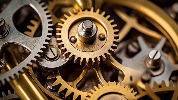 A clock with gears and gears showing the time of 12 : 30.