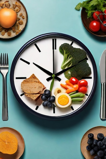 Photo a clock with a picture of a meal on it