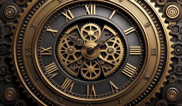 a clock with roman numerals and the hands of the hands are gold