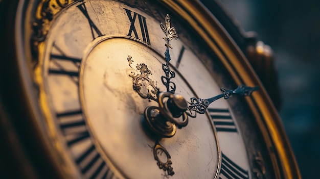 a clock with roman numerals and roman numerals on it