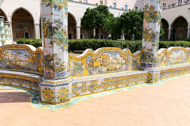 Cloister Garden of the Santa Chiara Monastery in Naples Italy