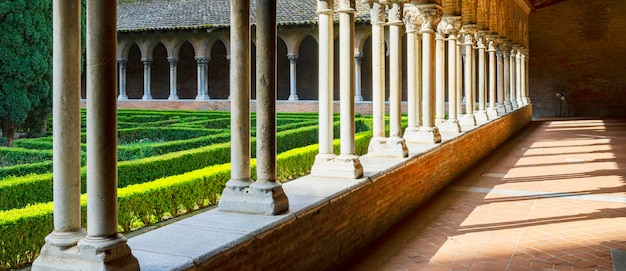 Cloisters and Courtyard Garden of Dominican monastery Couvent des Jacobins in Toulouse France