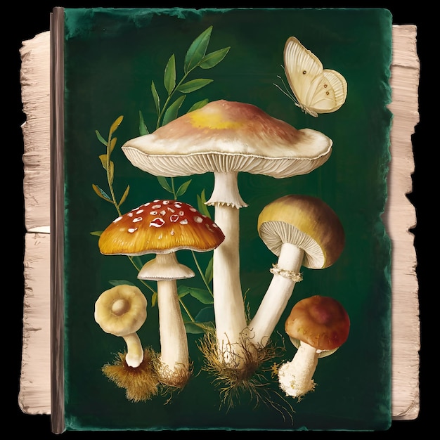 ClosClose up of wild mushrooms on multicolor backge up of wild mushrooms on multicolor background