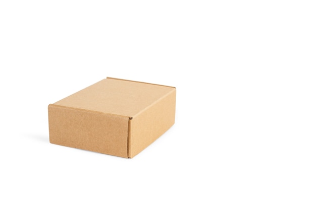 A close cardboard box isolated on a white background