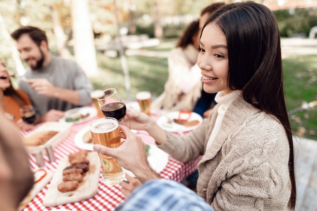 Close people came together for a barbecue.