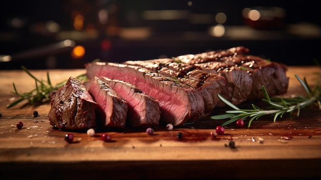 Close Shot of Fresh Juicy Grilled Meat Cut in Pieces