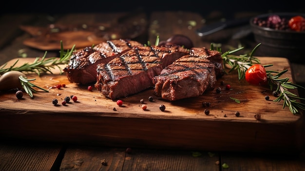 Close Shot of Fresh Juicy Grilled Meat Cut in Pieces