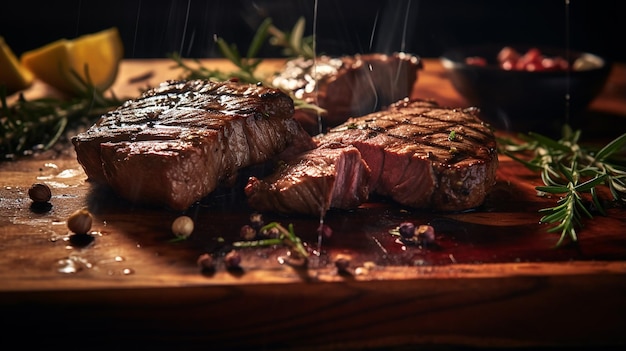 Close Shot of Fresh Juicy Grilled Meat Cut in Pieces