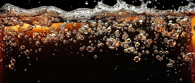 Close shot of soda bubbles and splashes a perfect background for product advertisement with space for text Generative AI