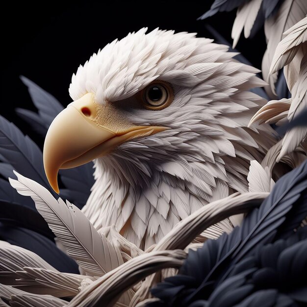 Close up on 3d rendering of eagle