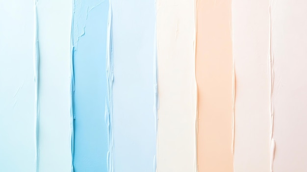 Photo a close up abstract image of five vertical stripes of paint in shades of blue peach and cream