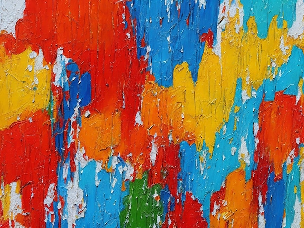 Close up of abstract rough multicolor painting with oil brushstroke