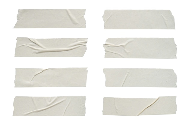 Close up of adhesive tape wrinkle set on white background