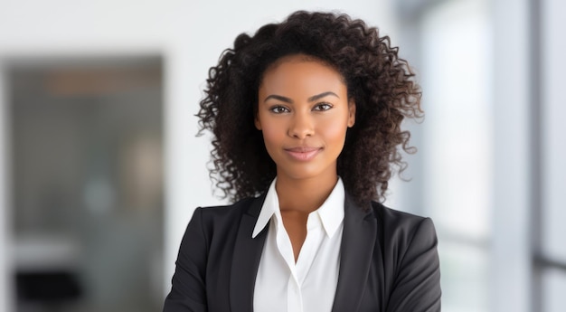 Close up of an African American businesswoman on a clear background