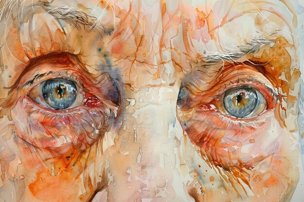 Close Up Aged Eyes Artistic Watercolor Portrait Capturing Depth and Emotion