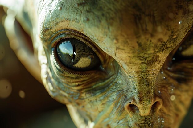 A close up of a alien