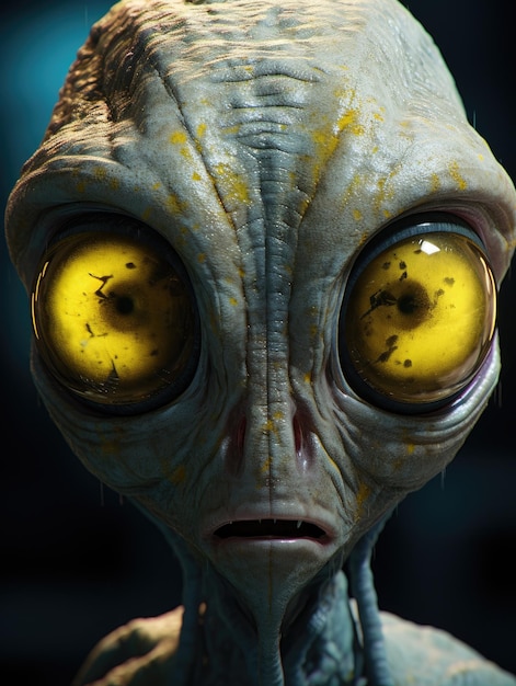 a close up of a alien