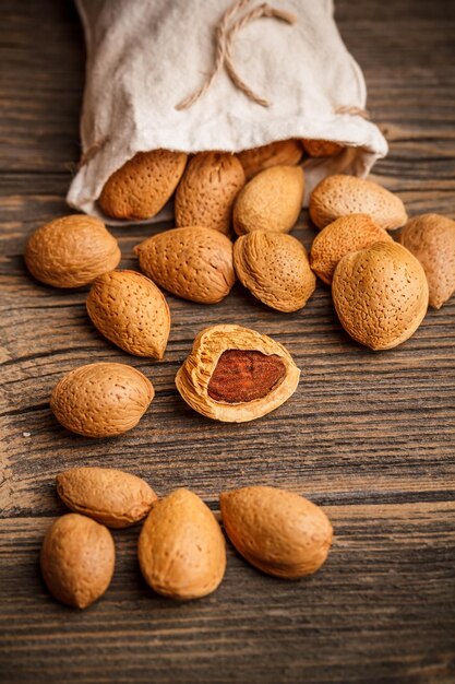 Close-up of almonds on table