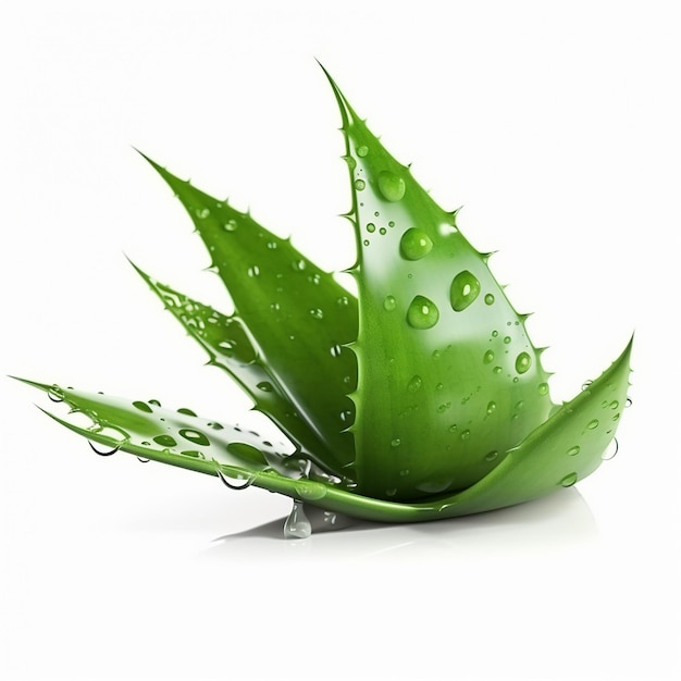 A close up of a aloe vera plant with water droplets on it