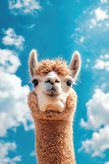 Photo close up of an alpaca selective focus