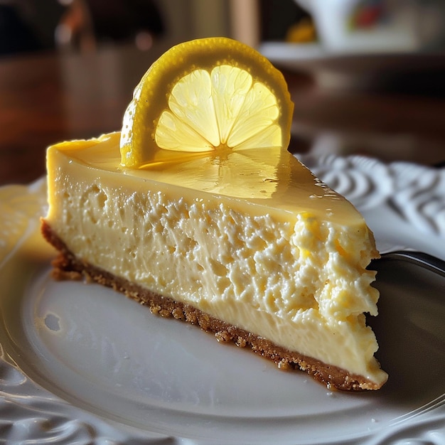 Close up Amateur photo from reddit taken with an iphone 15 pro Lemon White Chocolate Cheesecake