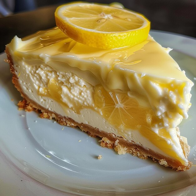 Close up Amateur photo from reddit taken with an iphone 15 pro Lemon White Chocolate Cheesecake