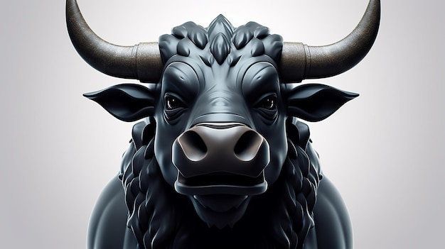 Close up of American Black buffalo with white background very high quality Generative AI