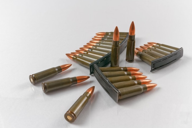 Close-up of ammunition against white background