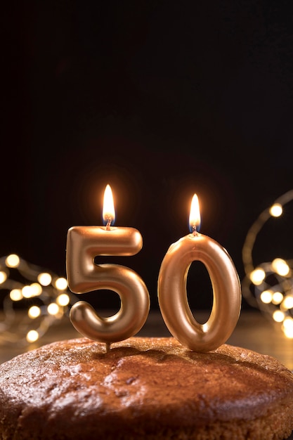 Close-up anniversary cake on table