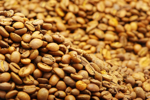 Close up of the aromatic coffe beans