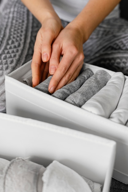 Close up arranging male underwear