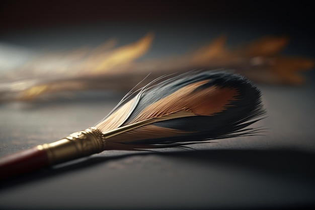 A close up of art paint brush showcasing the art of painting and artwork