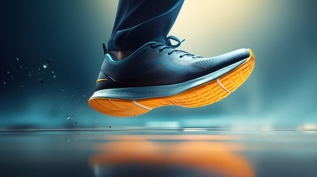 Close up Athlete Runner legs Running Tournament Competition Running Shoes Concept Generative AI