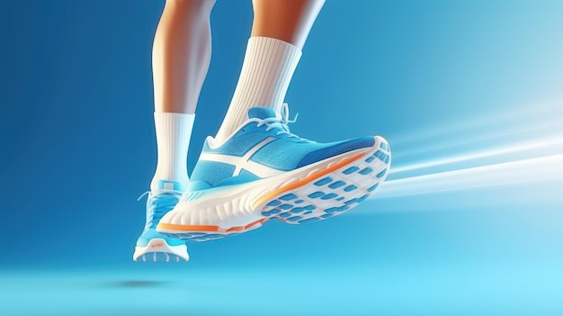 Close up Athlete Runner legs Running Tournament Competition Running Shoes Concept Generative AI