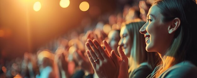 Close up of audience clapping hands at a conference